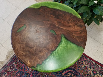 Jade Epoxy and Claro Walnut Burl Side Table