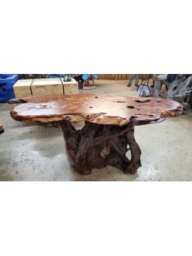 Redwood console/ entry table excellent burl!