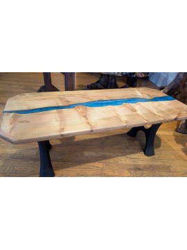 Maple and Turquoise epoxy coffee table