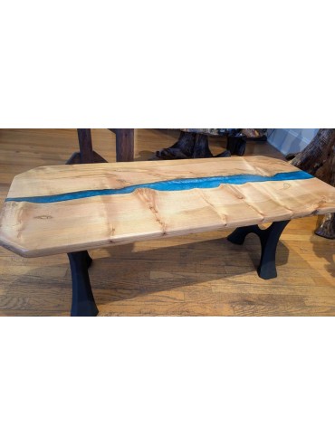 Maple and Turquoise epoxy coffee table