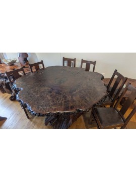 5 feet + diameter Walnut burl Table