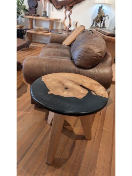 Maple and onyx epoxy side table